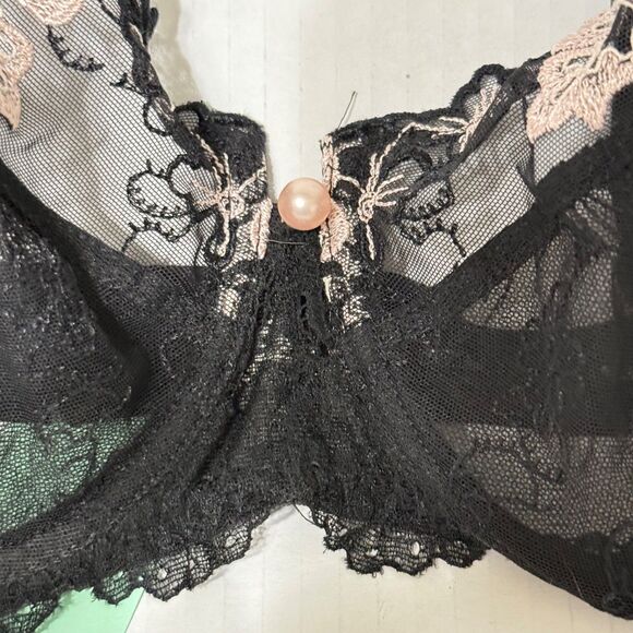 LISE CHARMEL 38C Bra ACA3003C Black Pink Lace Floral UnLine Underwire Pink Pearl - Picture 3 of 10